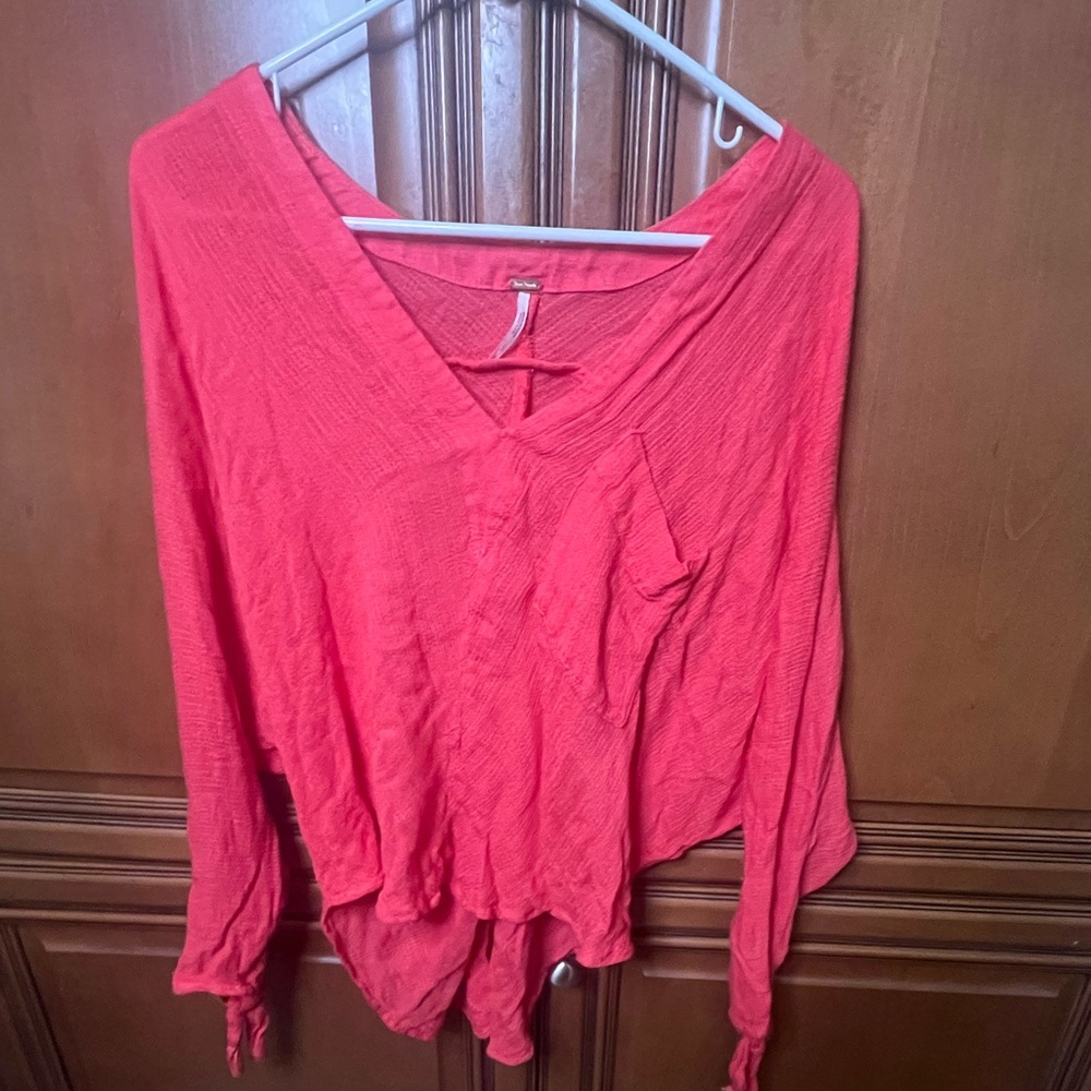 Free People Pink Flowy Long Sleeve Top- Size Medium